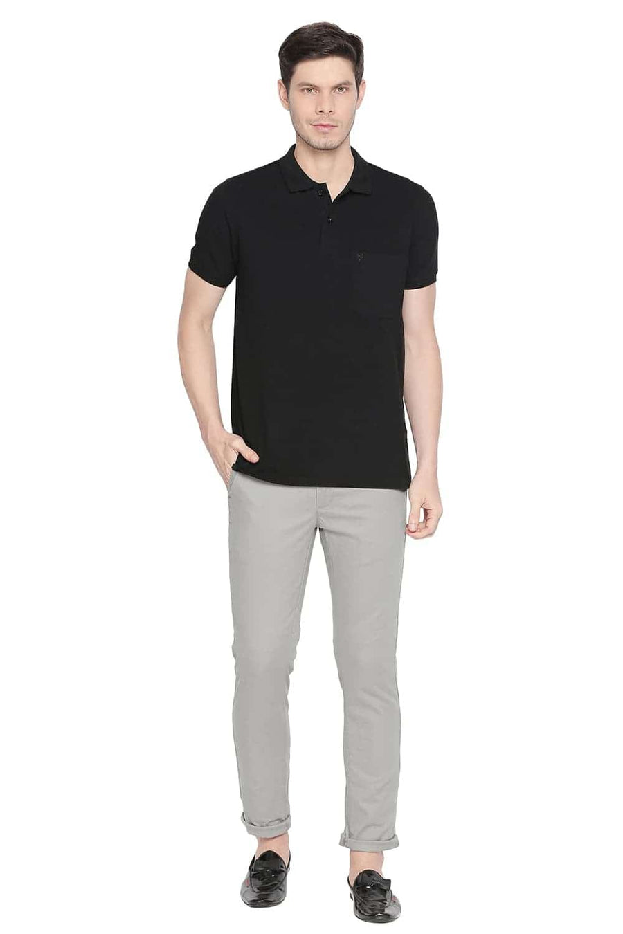 BASICS TAPERED FIT LONDON FOG STRETCH TROUSER