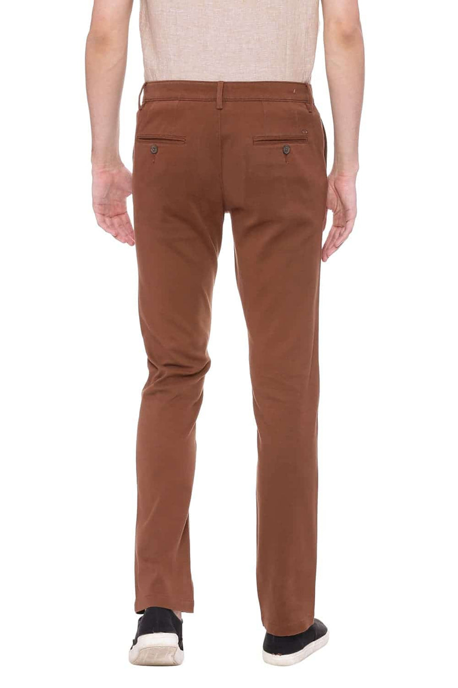 BASICS TAPERED FIT BISON BROWN STRETCH TROUSER