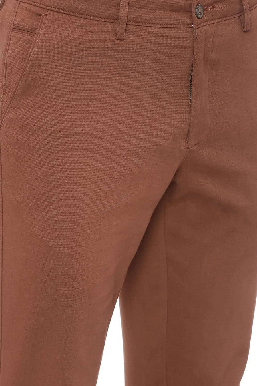 BASICS TAPERED FIT BISON BROWN STRETCH TROUSER