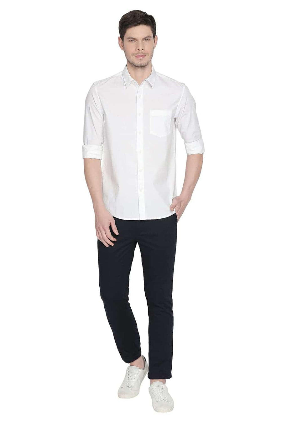 BASICS TAPERED FIT DEEP NAVY STRETCH TROUSER