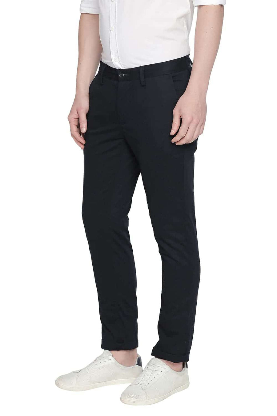 BASICS TAPERED FIT DEEP NAVY STRETCH TROUSER