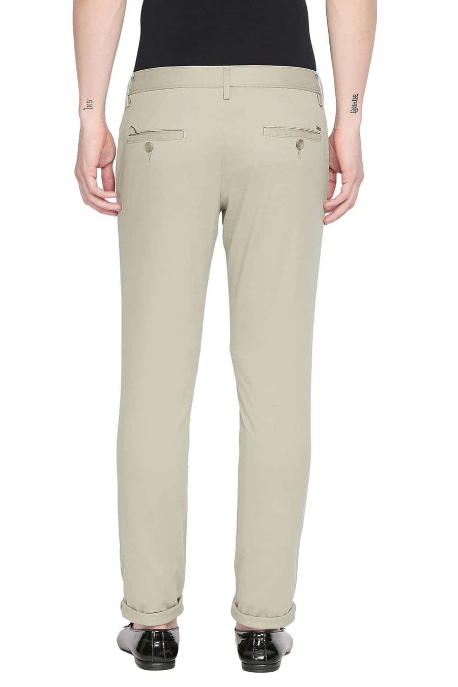 BASICS TAPERED FIT SILVER SAGE STRETCH TROUSER