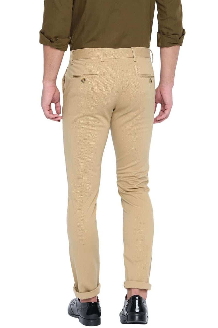 BASICS TAPERED FIT TAOS TAUPE STRETCH TROUSER