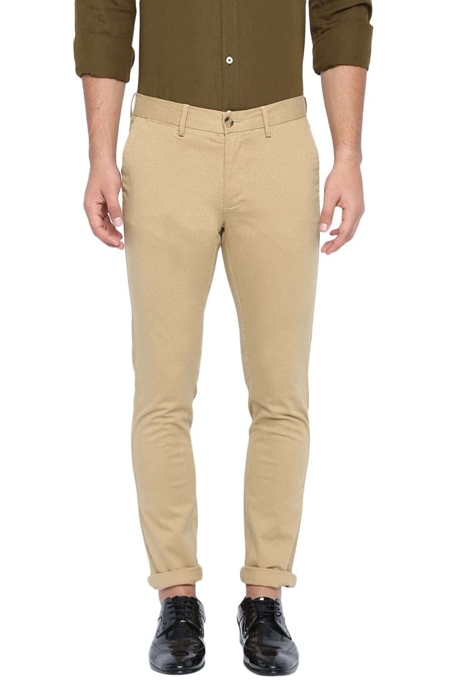 BASICS TAPERED FIT TAOS TAUPE STRETCH TROUSER