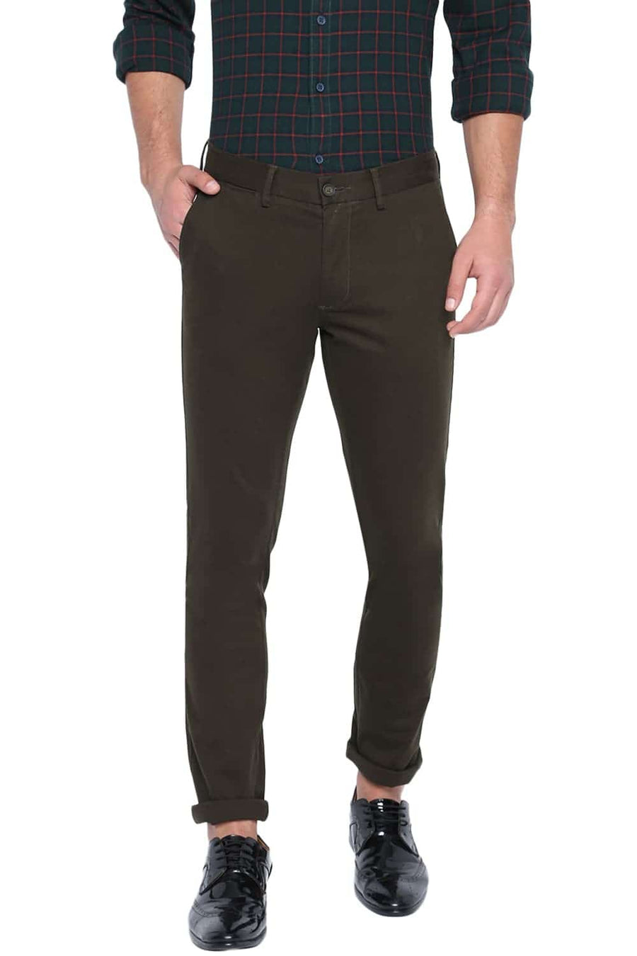 BASICS TAPERED FIT FOSSIL NIGHT STRETCH TROUSER