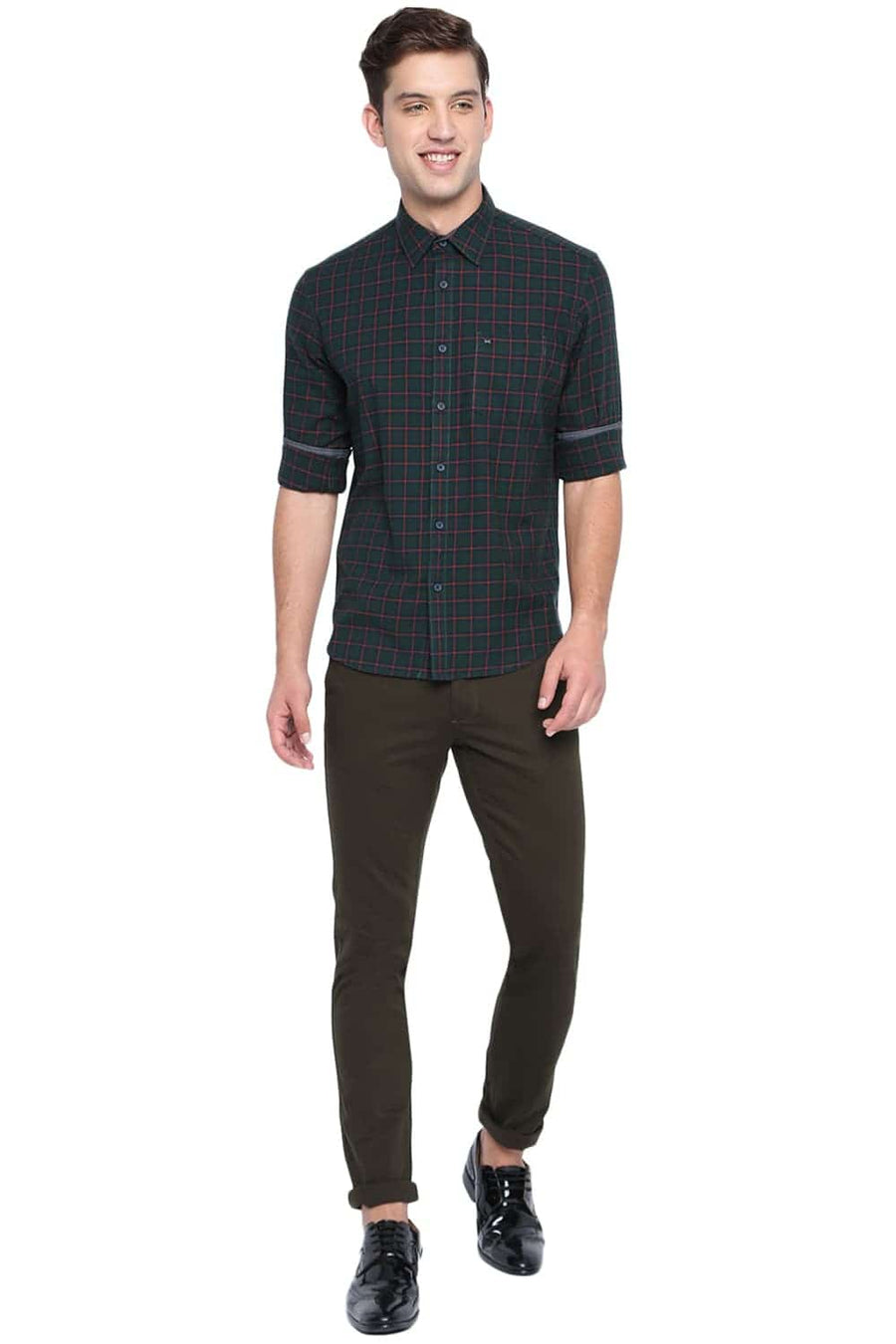 BASICS TAPERED FIT FOSSIL NIGHT STRETCH TROUSER