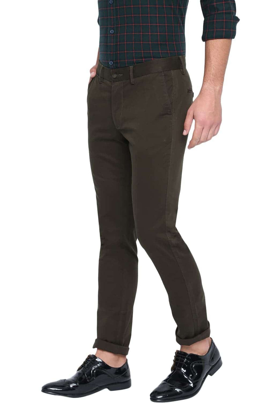 BASICS TAPERED FIT FOSSIL NIGHT STRETCH TROUSER