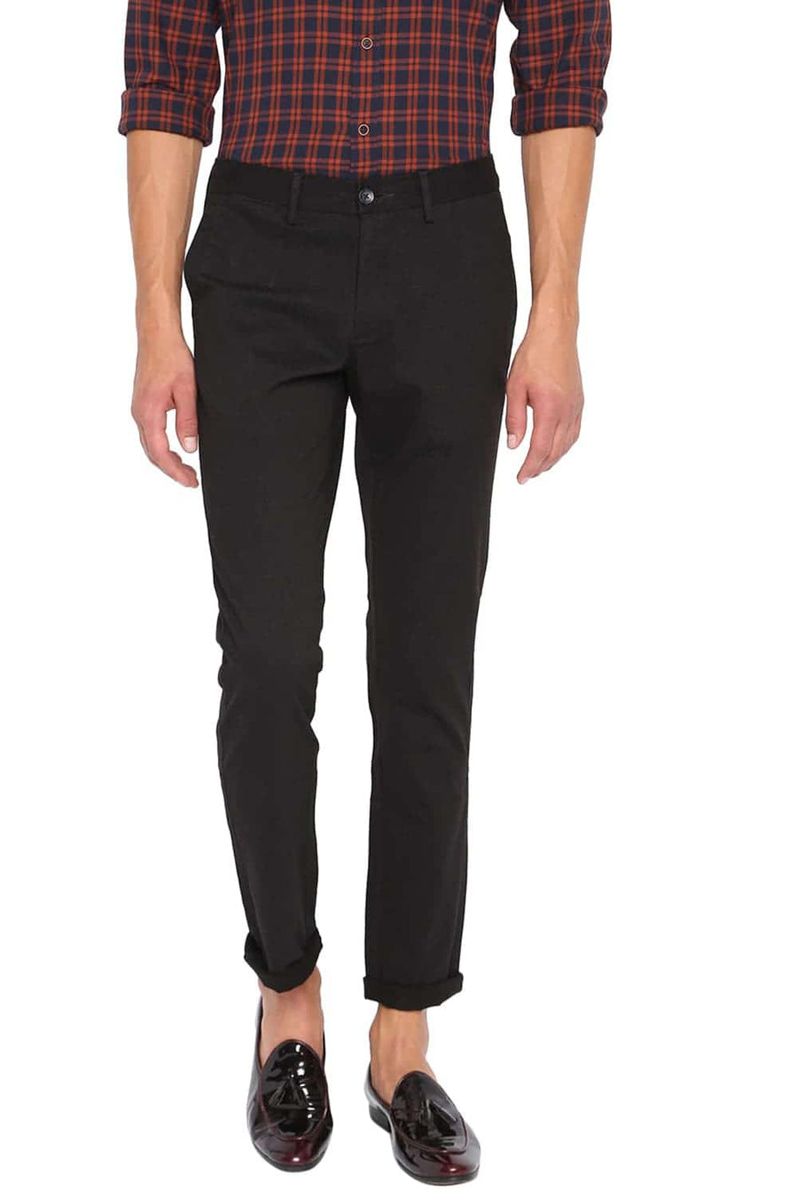 BASICS TAPERED FIT PIRATE BLACK STRETCH TROUSER