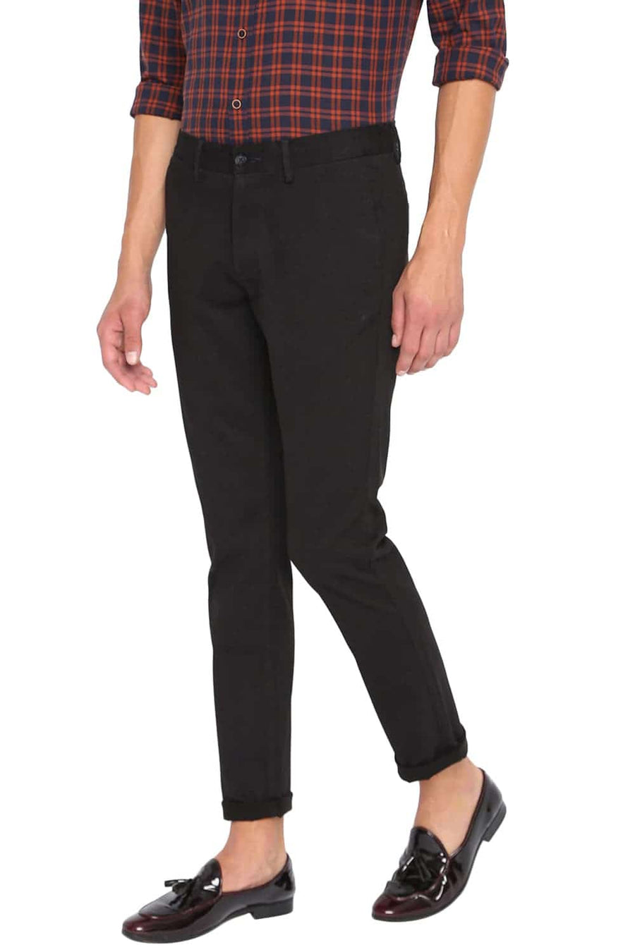 BASICS TAPERED FIT PIRATE BLACK STRETCH TROUSER