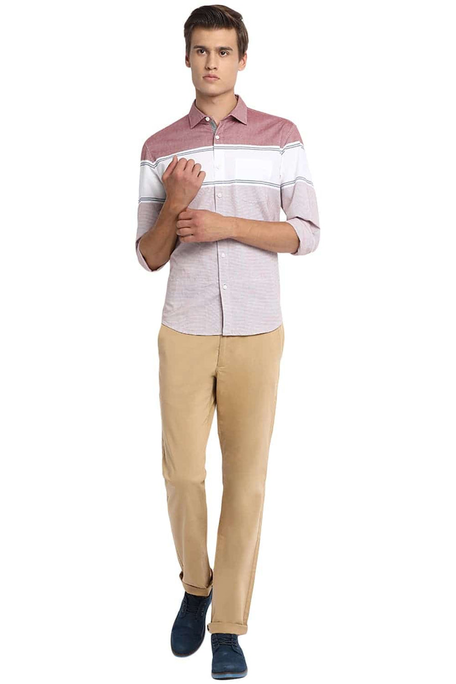 BASICS TAPERED FIT CROISSANT STRETCH TROUSER