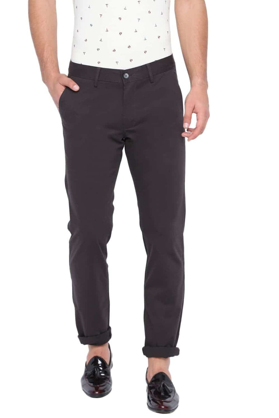 BASICS TAPERED FIT BLACK INK STRETCH TROUSER