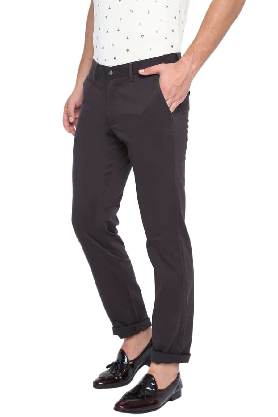 BASICS TAPERED FIT BLACK INK STRETCH TROUSER