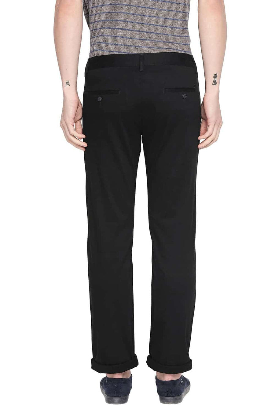 BASICS TAPERED FIT ANTHRACITE BLACK STRETCH TROUSER