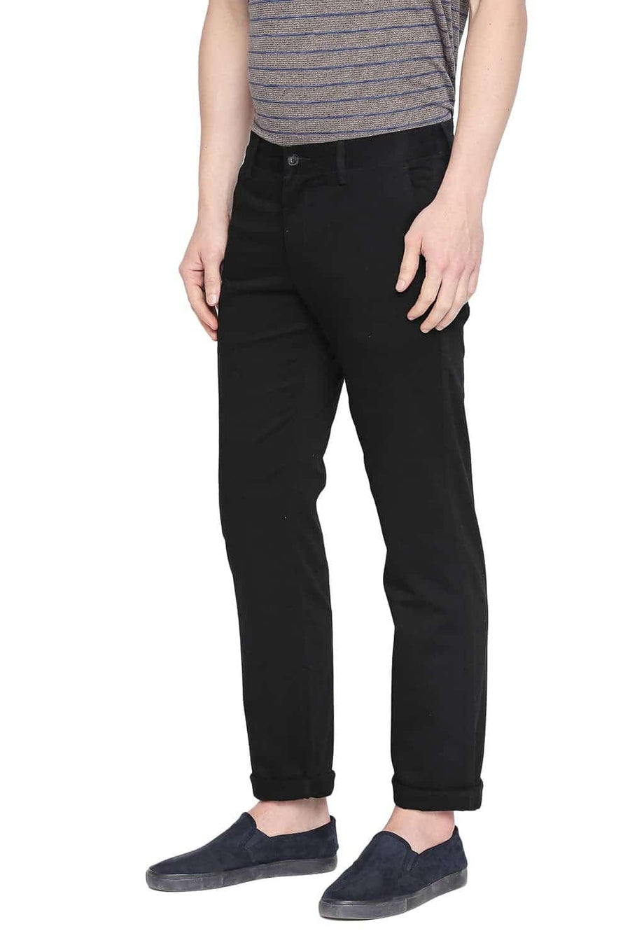BASICS TAPERED FIT ANTHRACITE BLACK STRETCH TROUSER