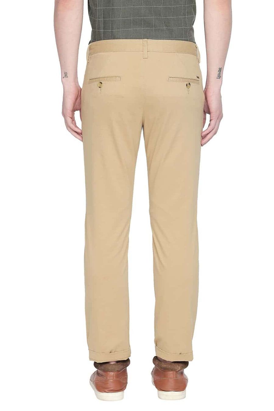 BASICS TAPERED FIT CURRY KHAKI STRETCH TROUSER