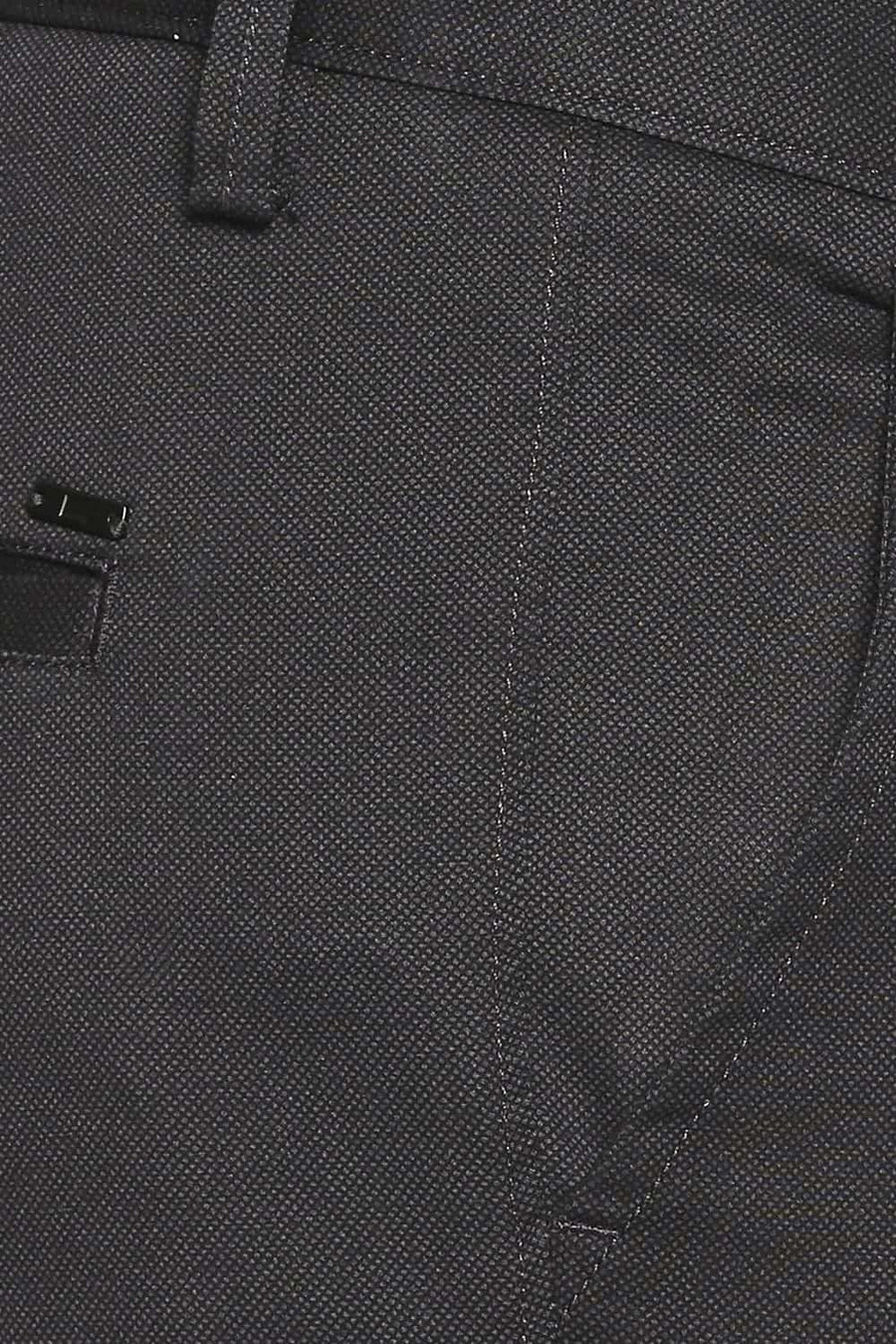 BASICS TAPERED FIT IRON GREY PRINTED STRETCH TROUSER