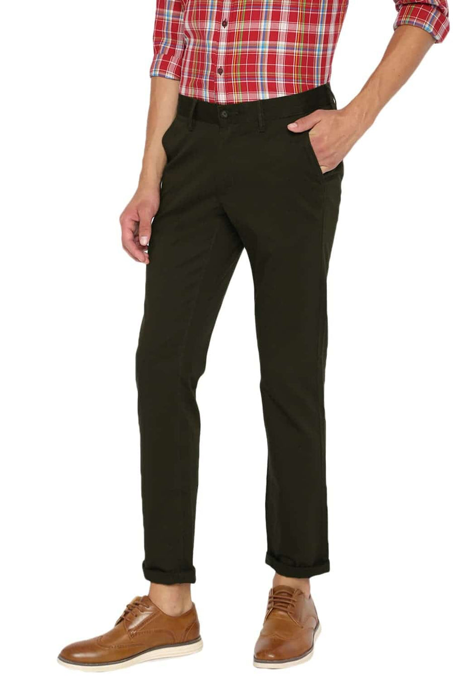 BASICS TAPERED FIT FOREST NIGHT STRETCH TROUSER