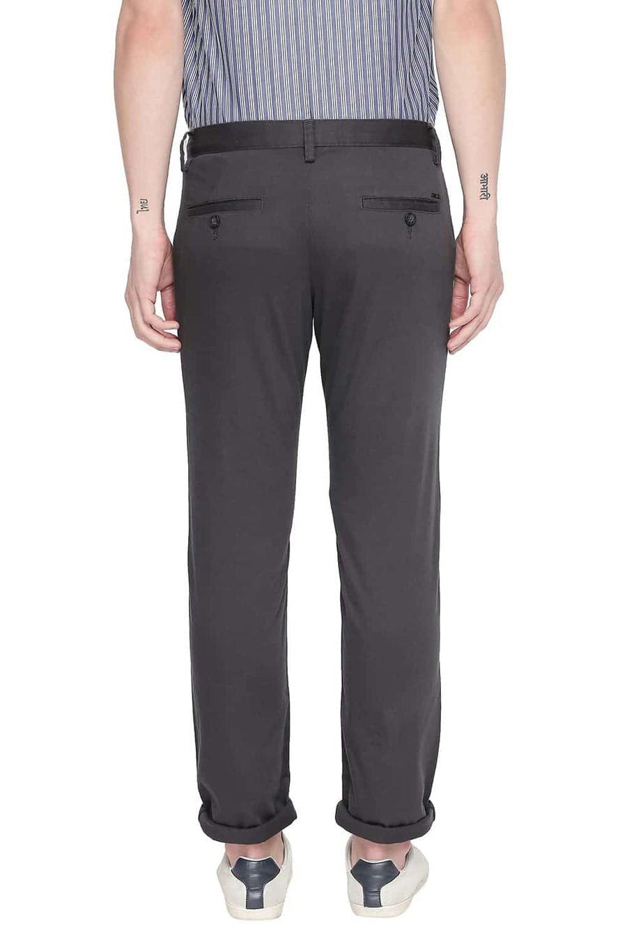 BASICS TAPERED FIT FORGED IRON STRETCH TROUSER