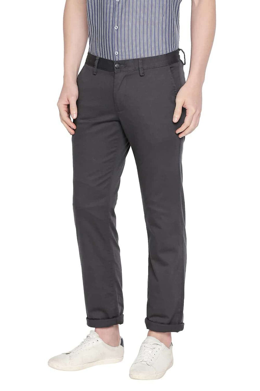 BASICS TAPERED FIT FORGED IRON STRETCH TROUSER