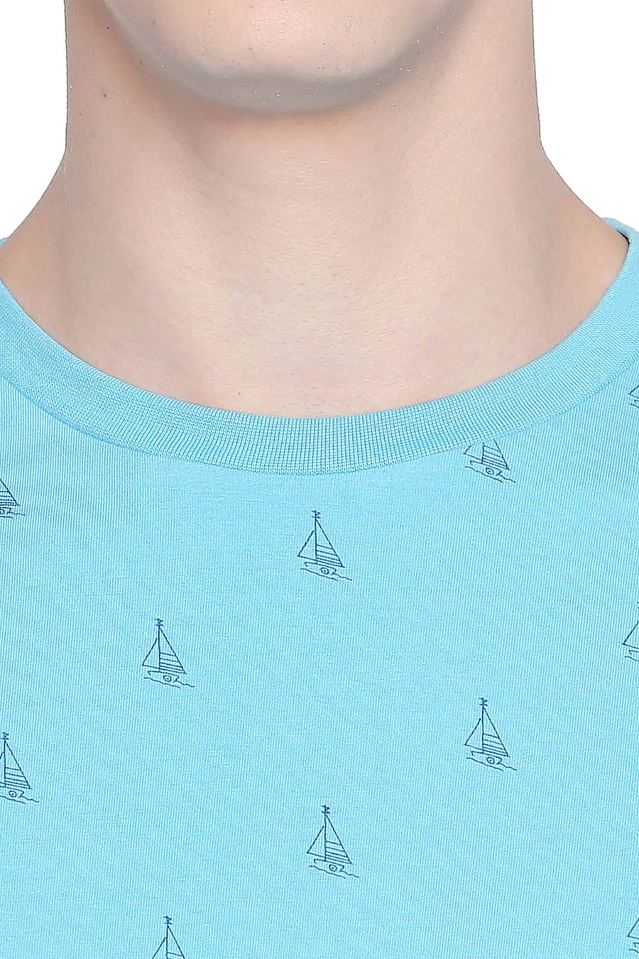 BASICS MUSCLE FIT AQUARIUS PRINTED CREW NECK T SHIRT