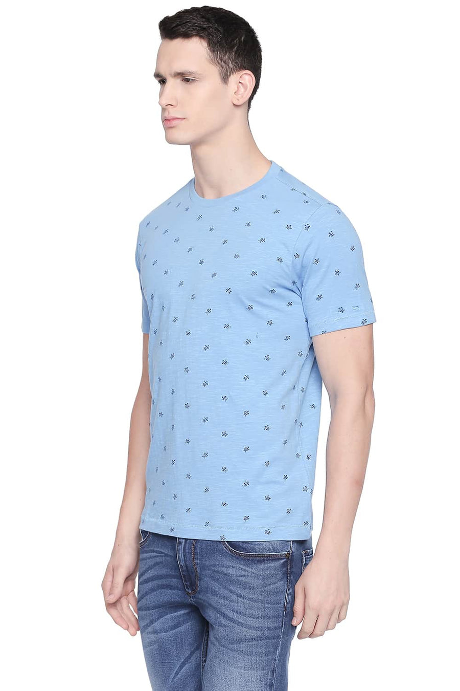 BASICS MUSCLE FIT LITTLE BOY BLUE PRINTED CREW NECK T SHIRT