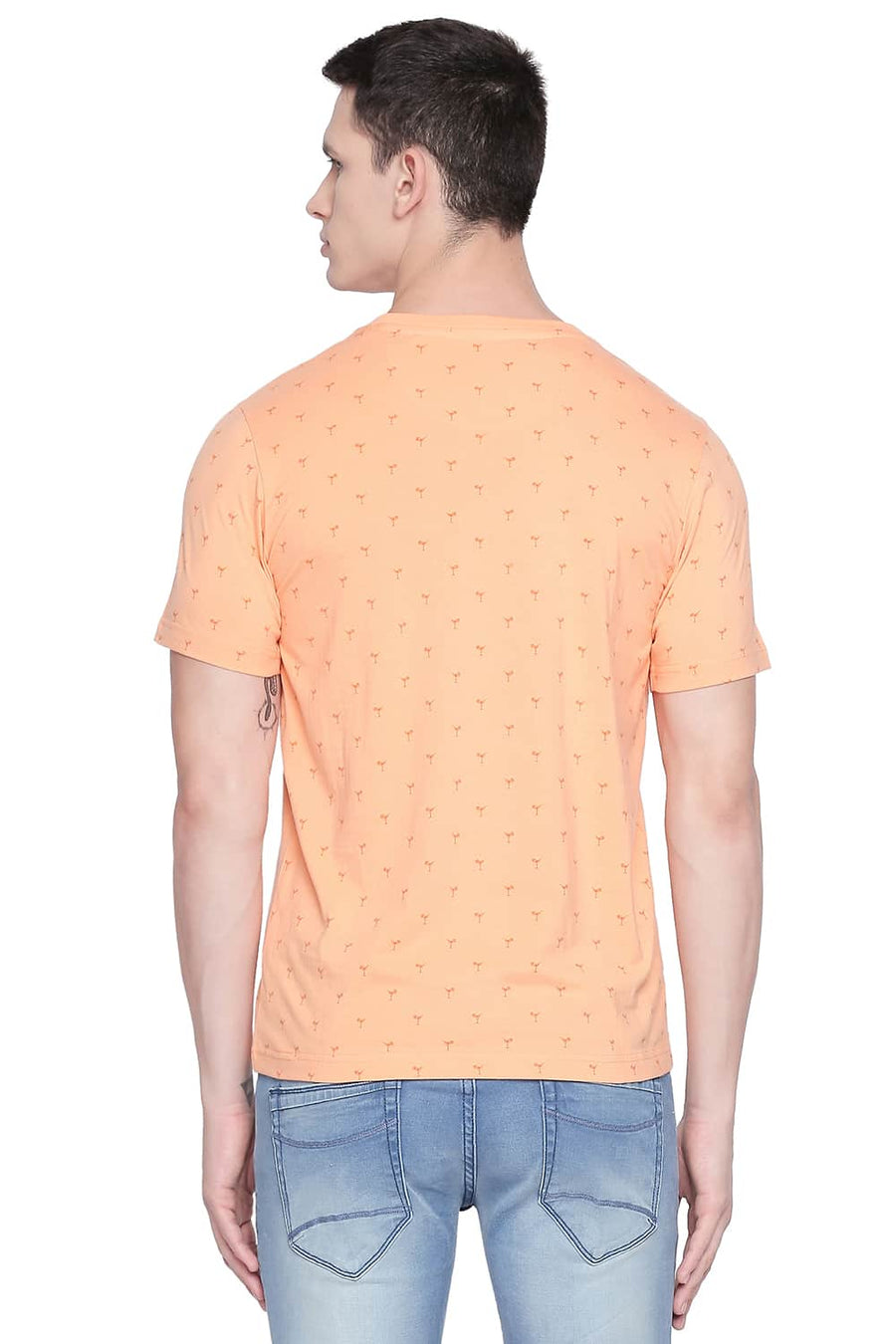 BASICS MUSCLE FIT PEACH COBBLER PRINTED CREW NECK T SHIRT