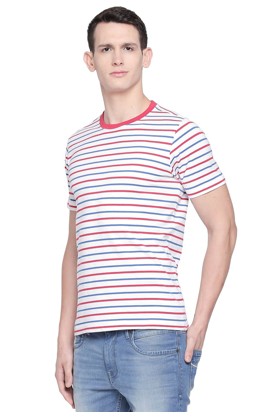 BASICS MUSCLE FIT BRIGHT WHITE CREW NECK T SHIRT