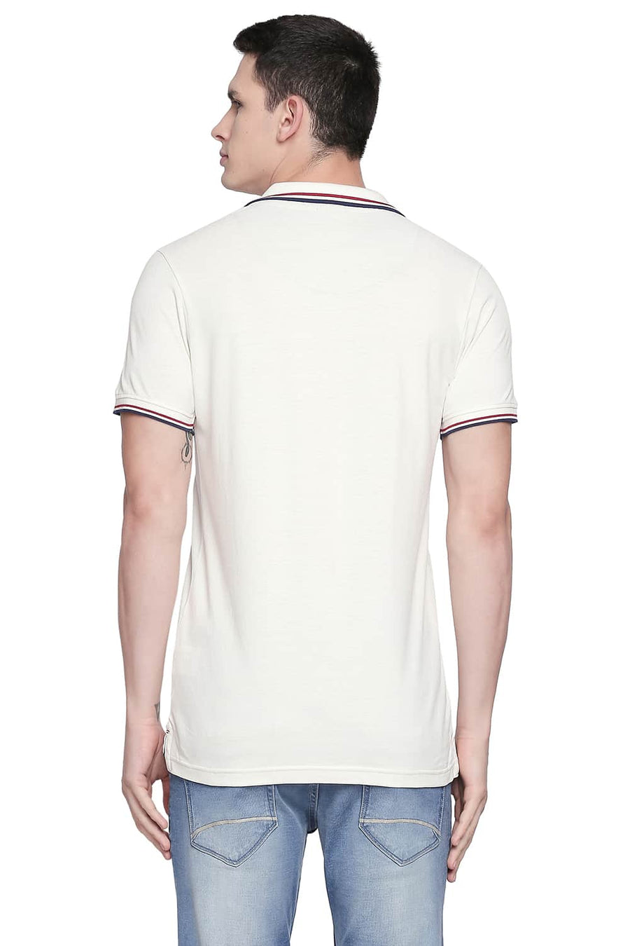 BASICS MUSCLE FIT CANNOLI CREAM POLO T SHIRT