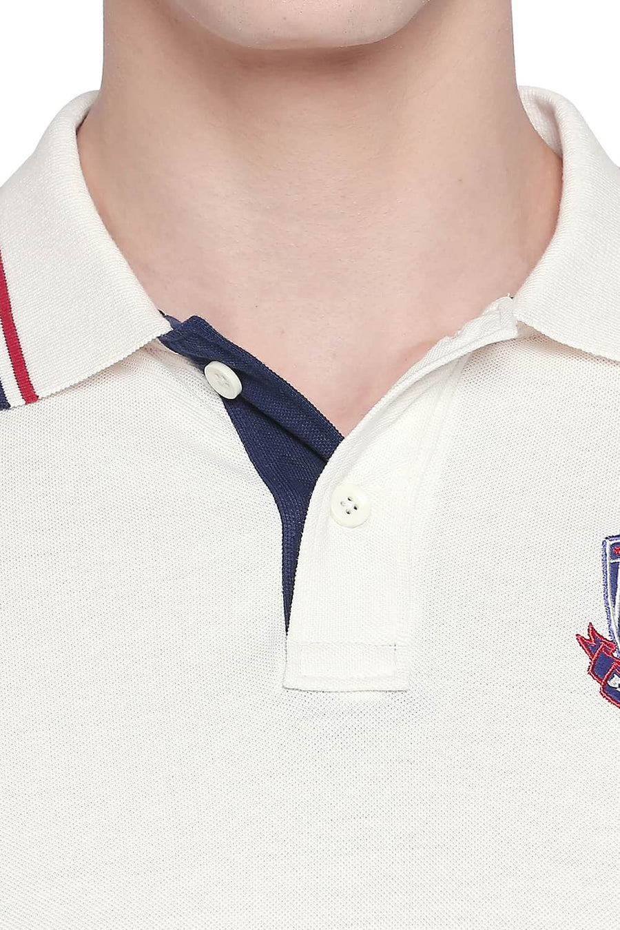 BASICS MUSCLE FIT CANNOLI CREAM POLO T SHIRT