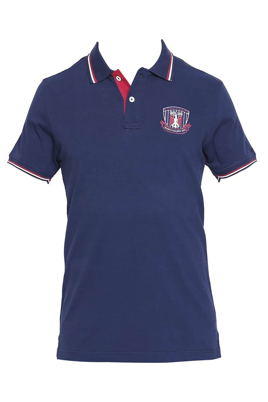 BASICS MUSCLE FIT ESTATE BLUE POLO T SHIRT