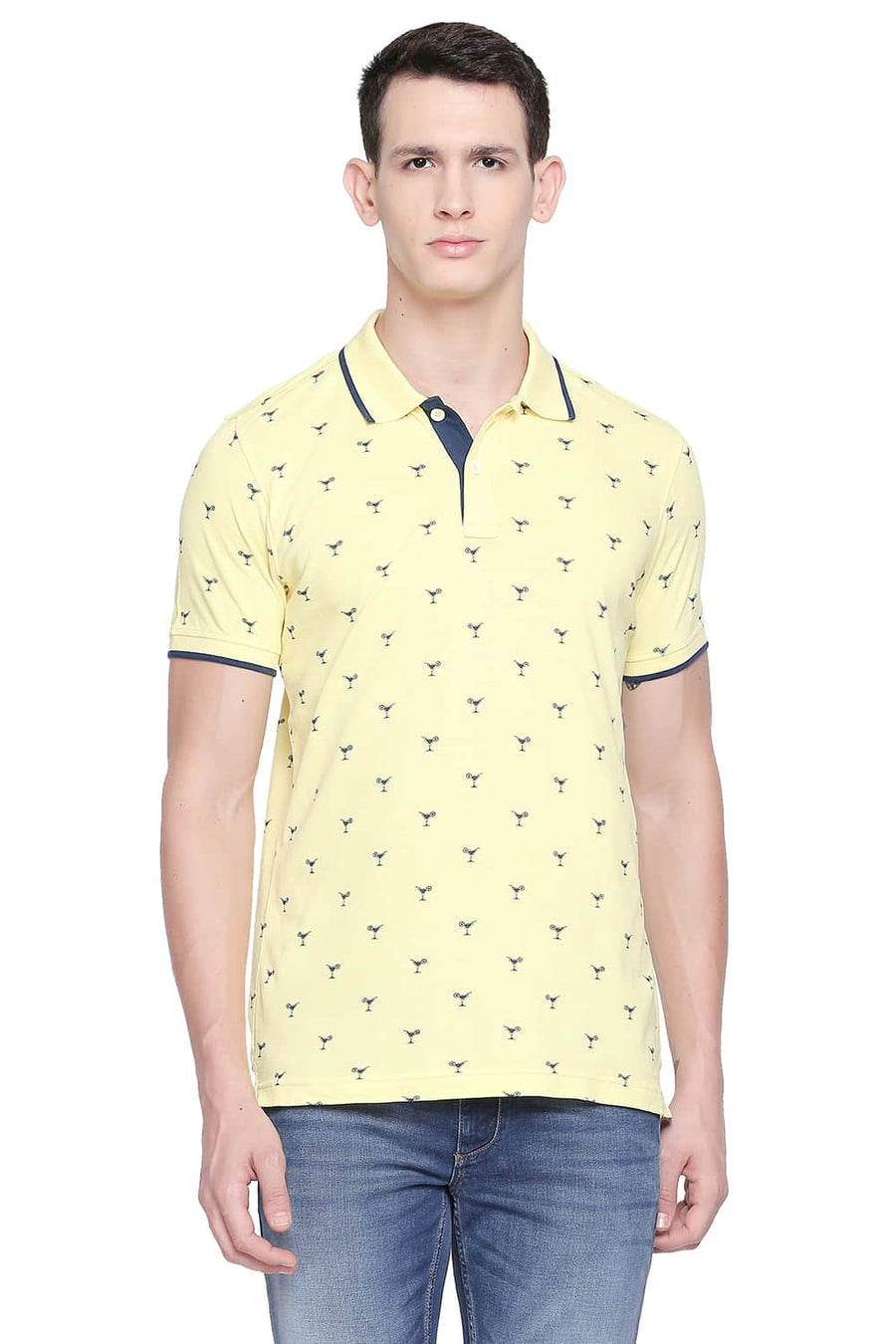 BASICS MUSCLE FIT LIMELIGHT PRINTED POLO T SHIRT