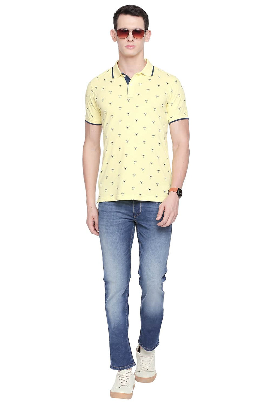 BASICS MUSCLE FIT LIMELIGHT PRINTED POLO T SHIRT