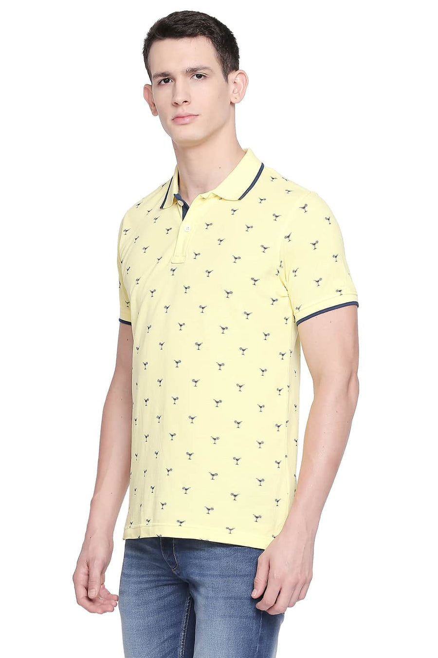 BASICS MUSCLE FIT LIMELIGHT PRINTED POLO T SHIRT