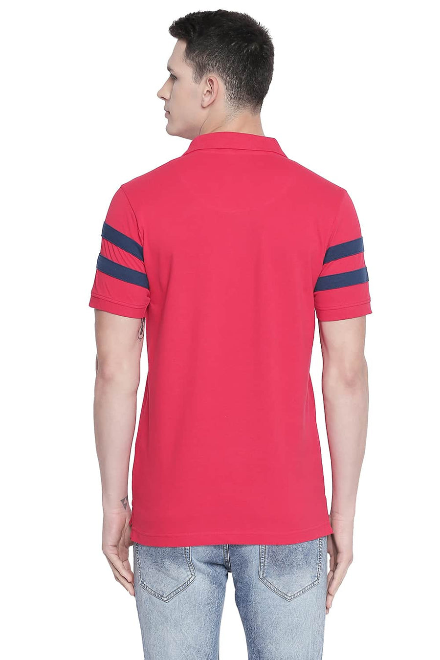 BASICS MUSCLE FIT LOLLIPOP RED POLO T SHIRT