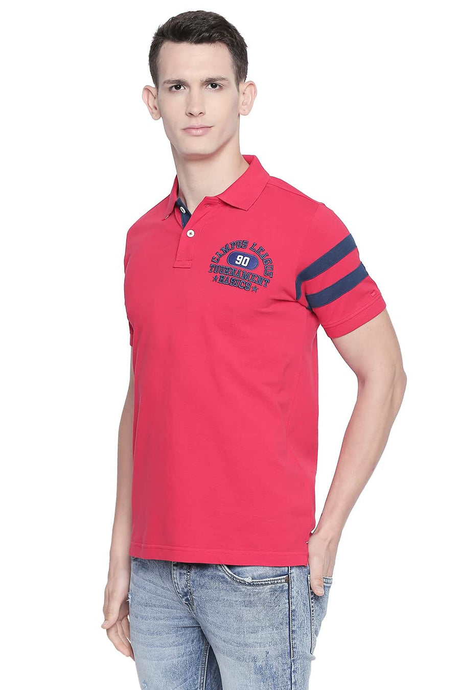 BASICS MUSCLE FIT LOLLIPOP RED POLO T SHIRT
