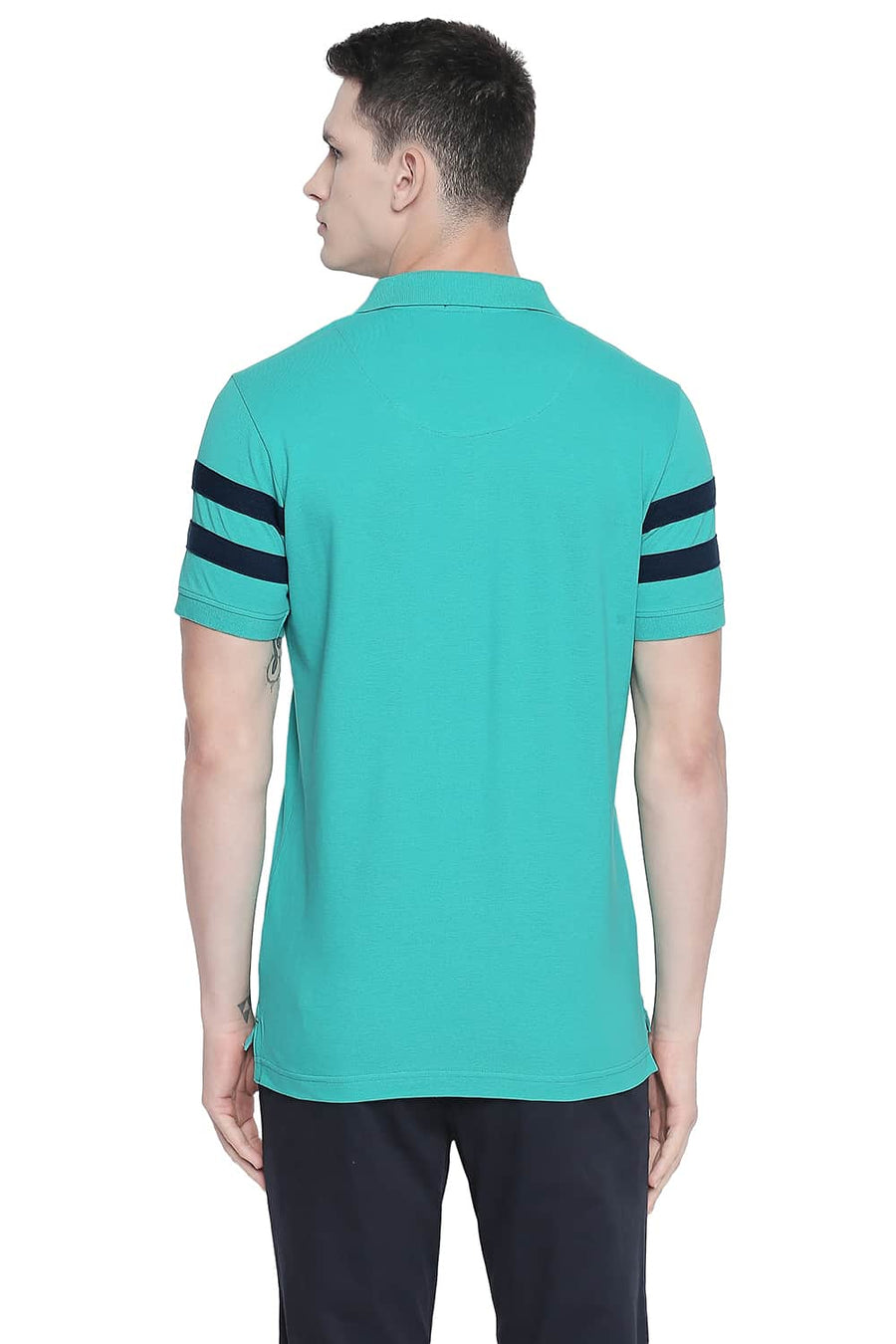 BASICS MUSCLE FIT SPECTRA GREEN POLO T SHIRT