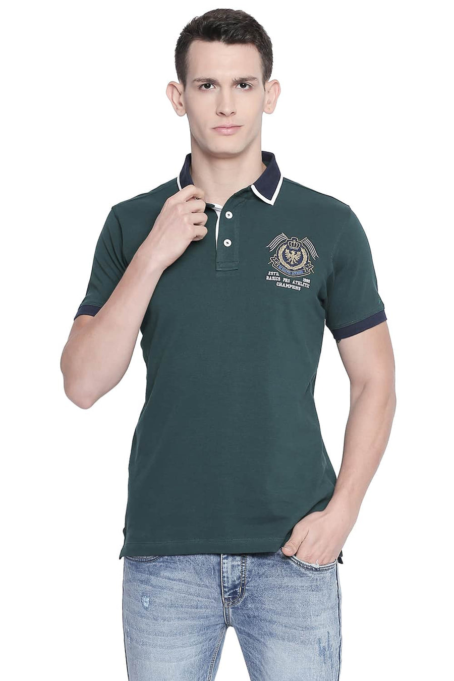 BASICS MUSCLE FIT JUNE BUG RUGBY POLO T SHIRT