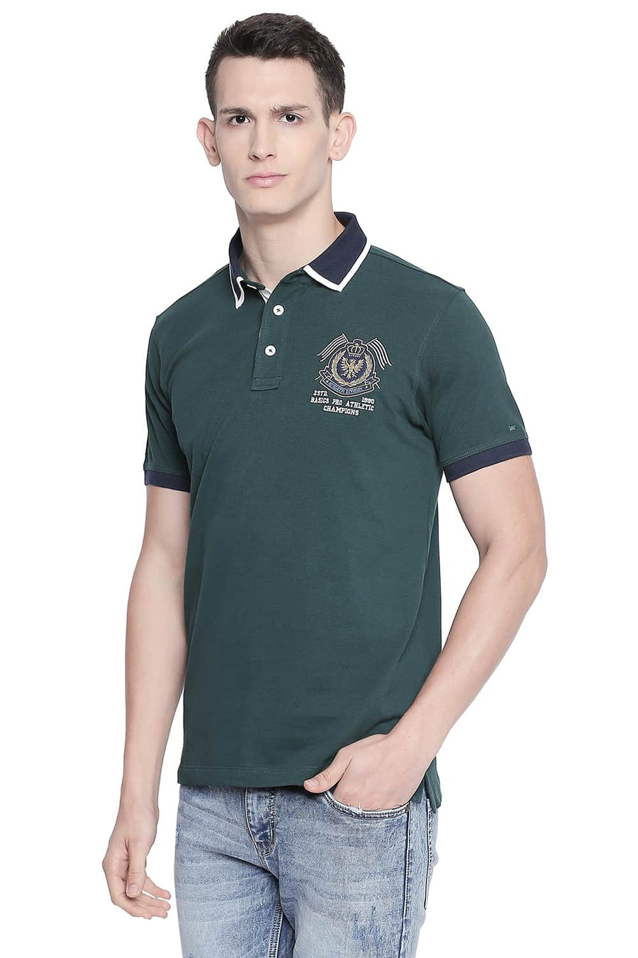 BASICS MUSCLE FIT JUNE BUG RUGBY POLO T SHIRT