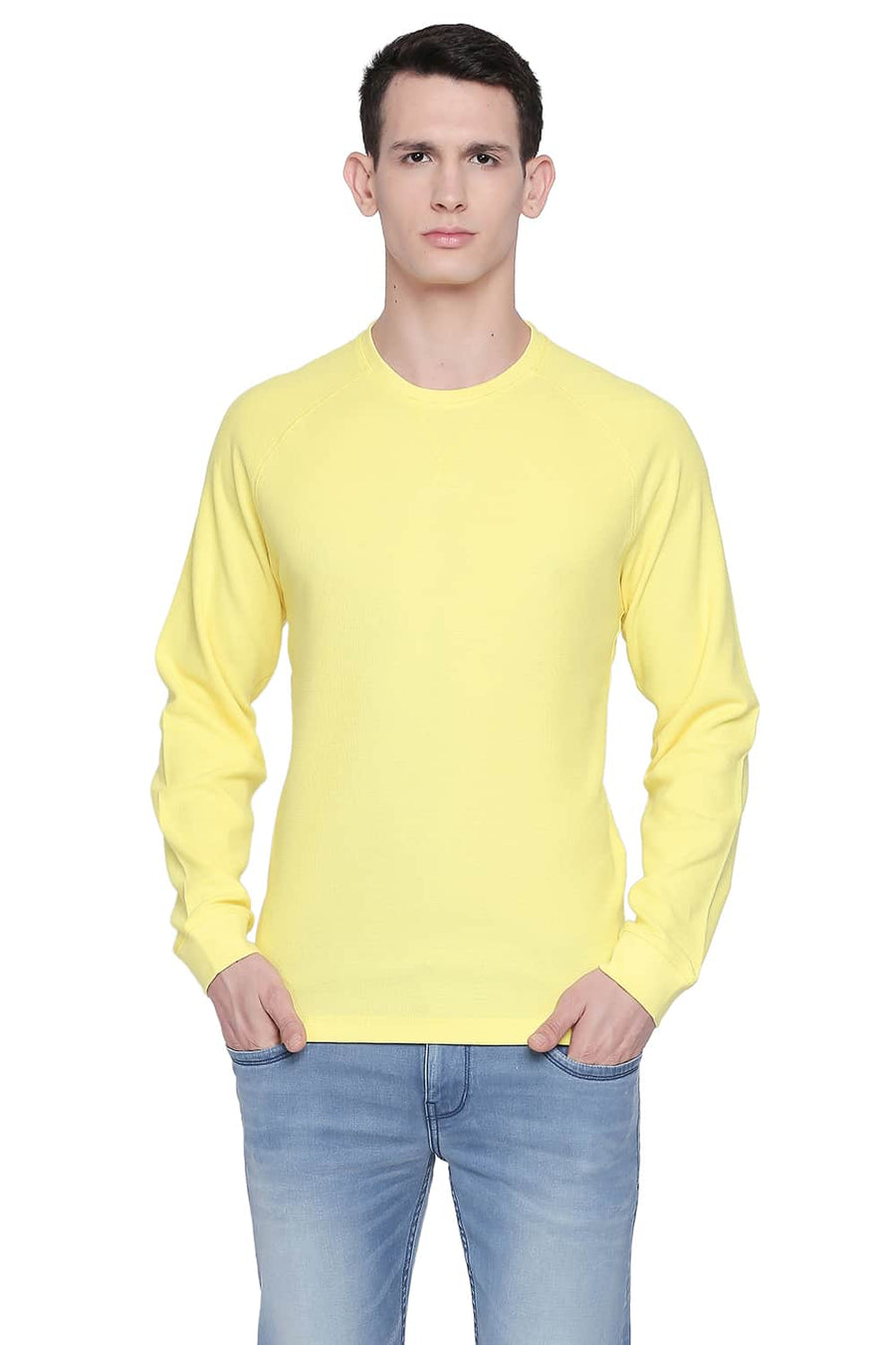 BASICS MUSCLE FIT LEMON DROP RAGLAN T SHIRT