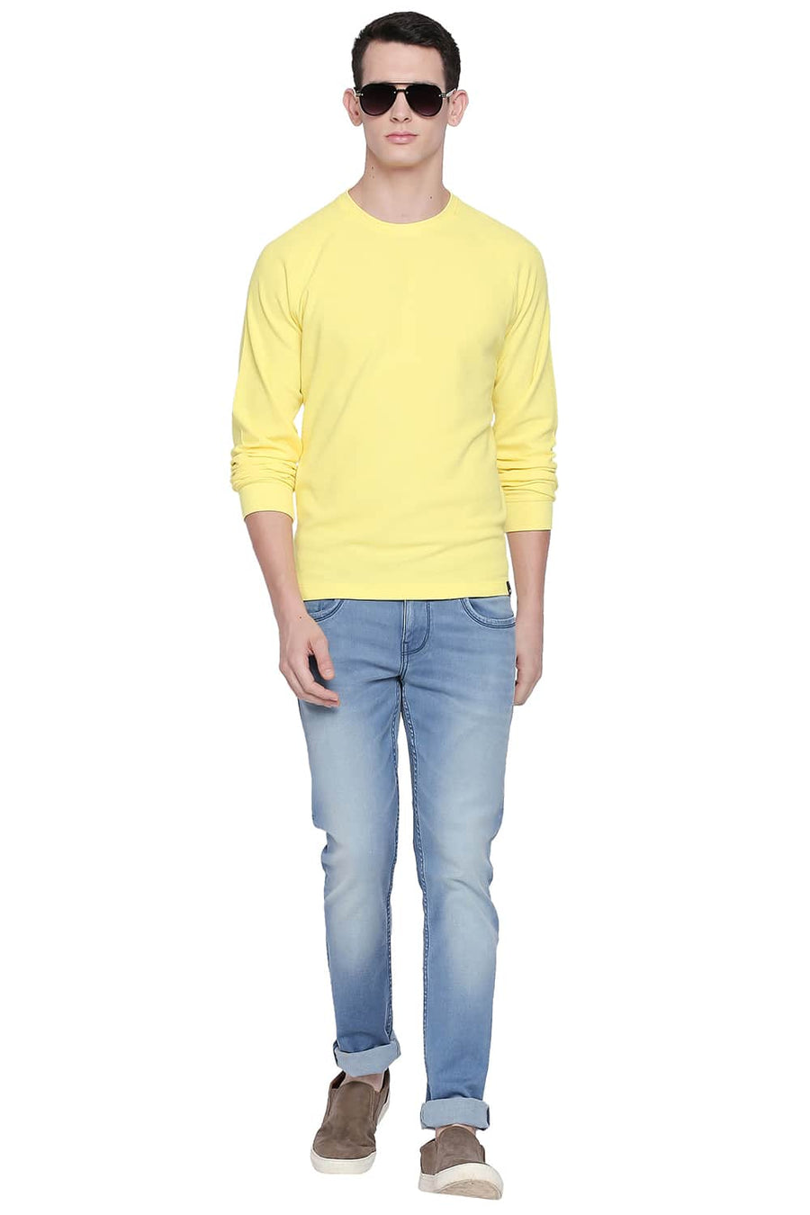 BASICS MUSCLE FIT LEMON DROP RAGLAN T SHIRT