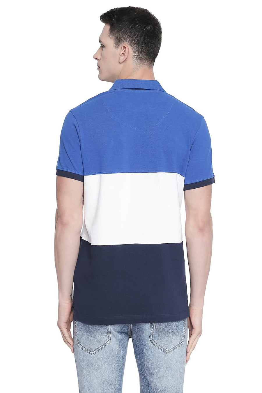 BASICS MUSCLE FIT NAUTICAL BLUE POLO T SHIRT