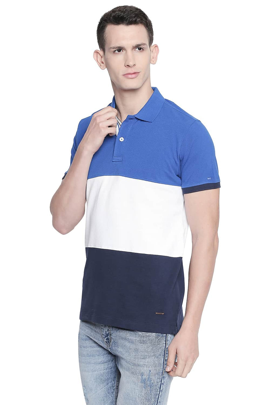 BASICS MUSCLE FIT NAUTICAL BLUE POLO T SHIRT