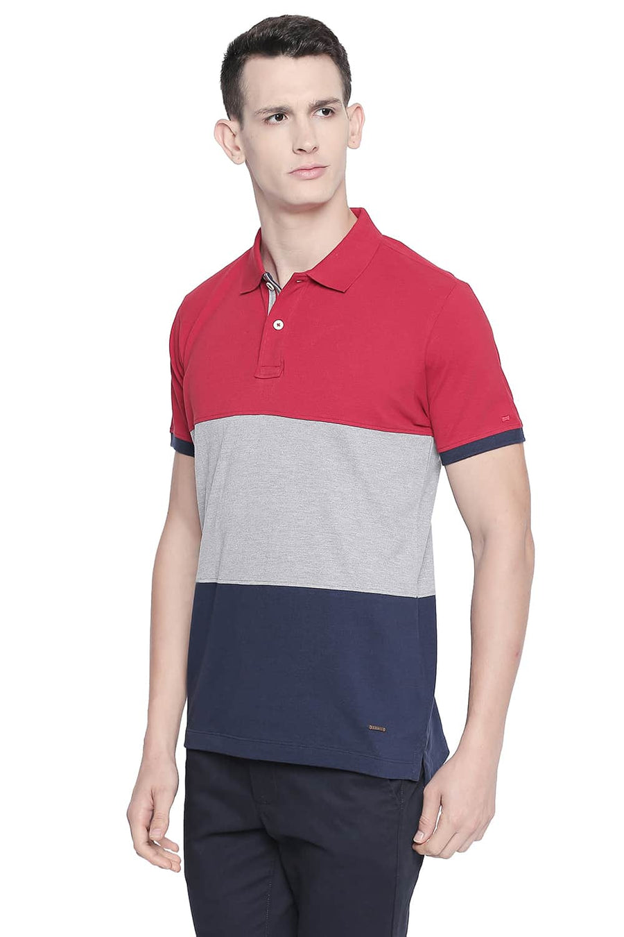 BASICS MUSCLE FIT CHILLI PEPPER POLO T SHIRT