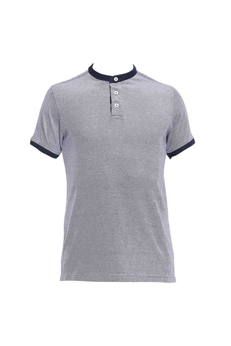 BASICS MUSCLE FIT MANDARIN POLO T SHIRT