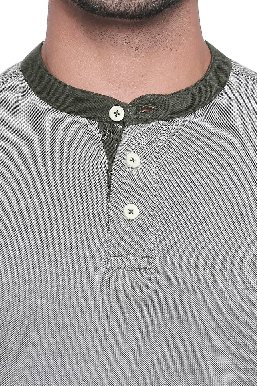 BASICS MUSCLE FIT ROSIN MANDARIN POLO T SHIRT
