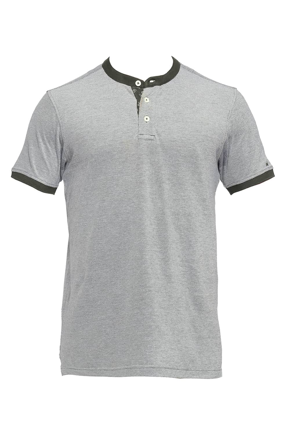 BASICS MUSCLE FIT MANDARIN POLO T SHIRT