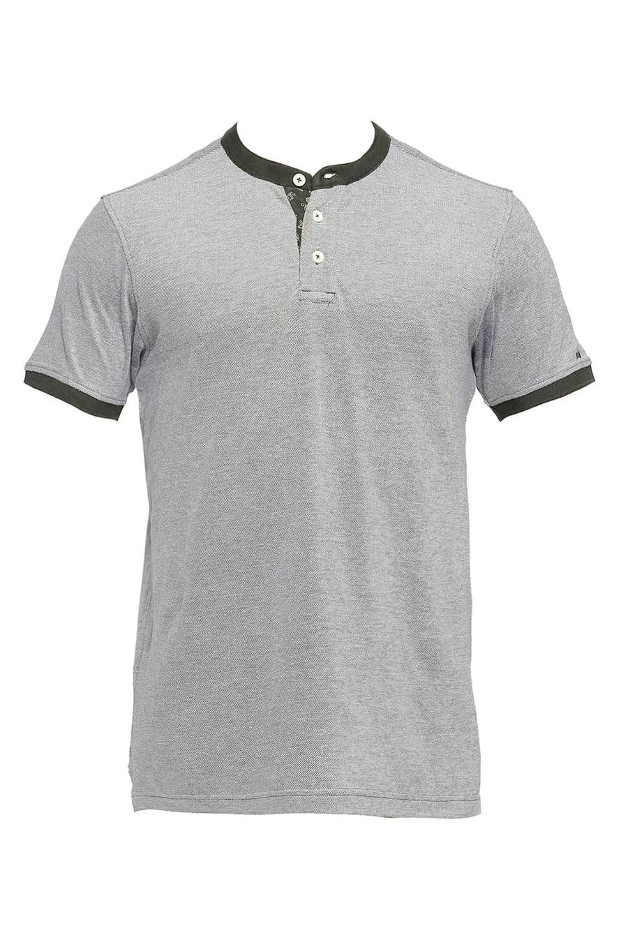 BASICS MUSCLE FIT ROSIN MANDARIN POLO T SHIRT