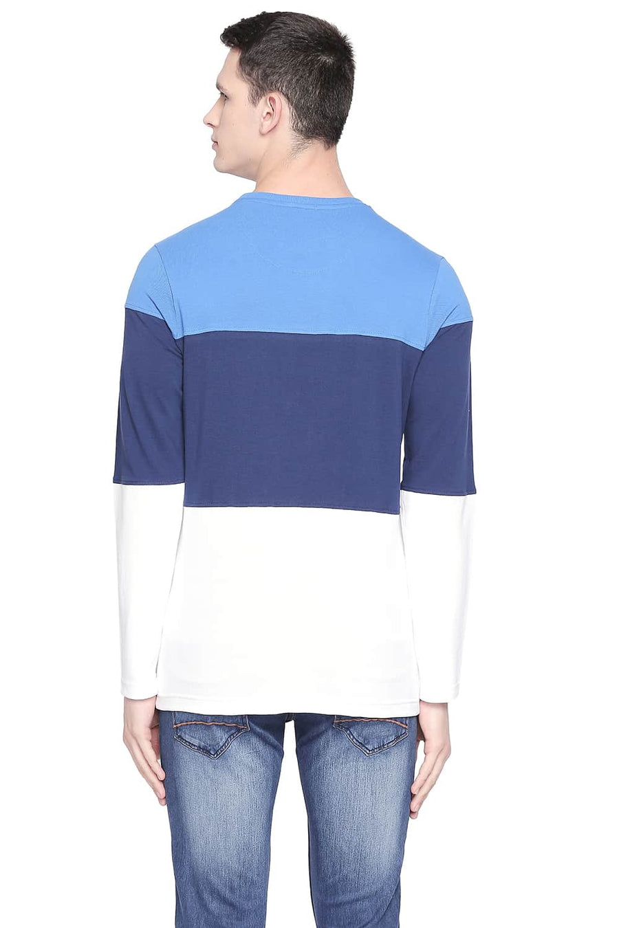 BASICS MUSCLE FIT STRONG BLUE CREW NECK T SHIRT