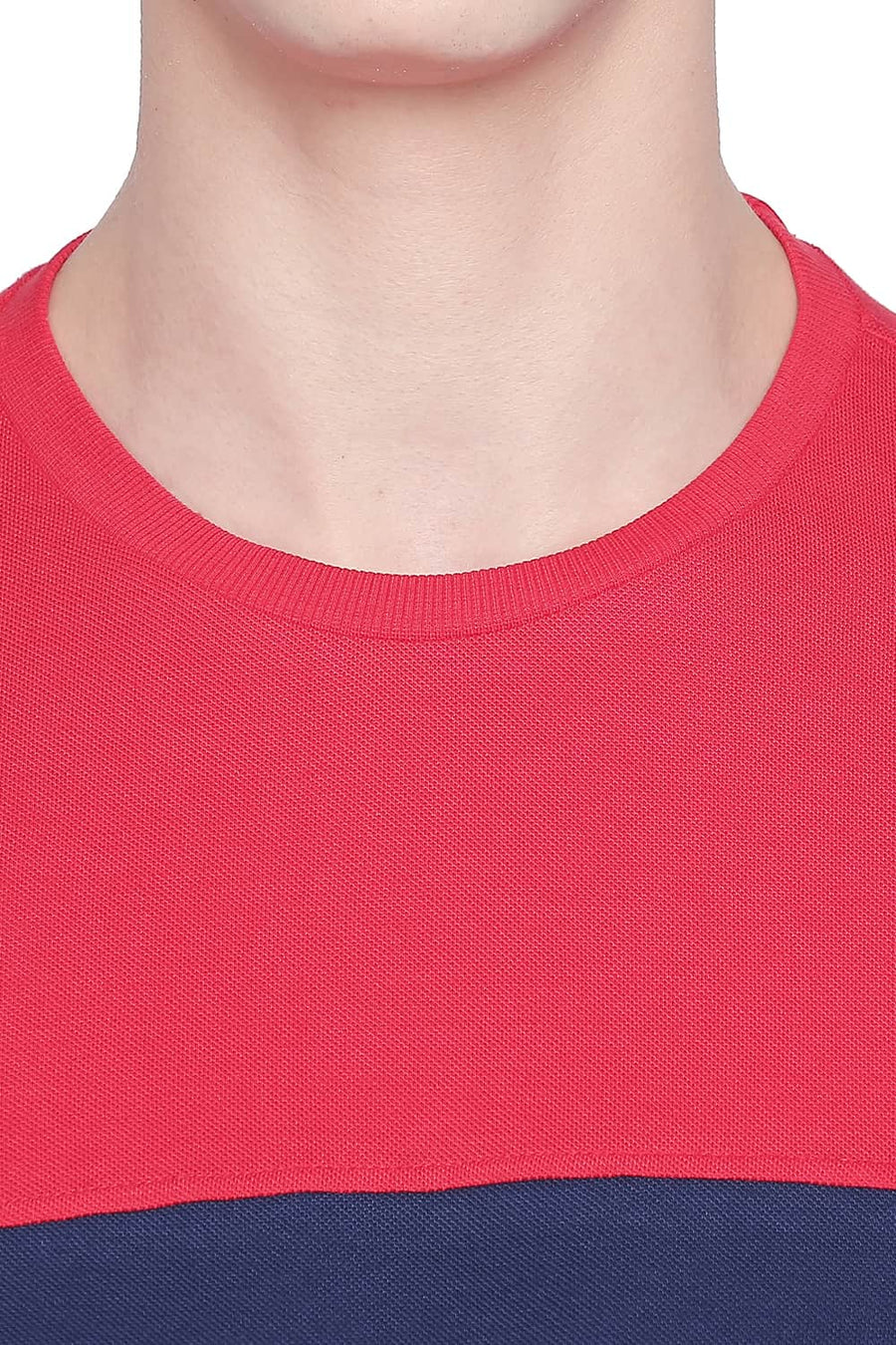 BASICS MUSCLE FIT CHINESE RED CREW NECK T SHIRT
