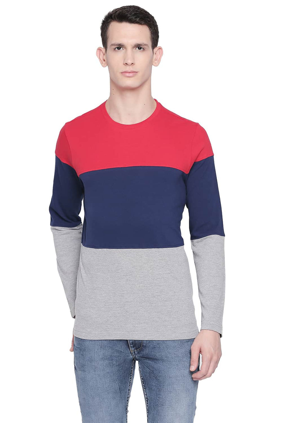BASICS MUSCLE FIT CHINESE RED CREW NECK T SHIRT
